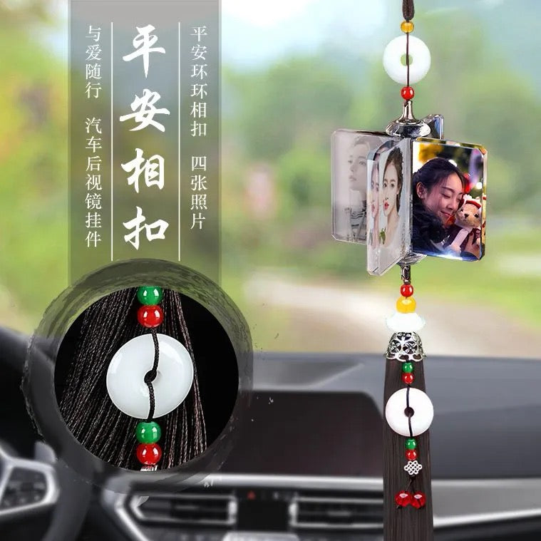 Personalized Photo Car Ornament - Custom Engraved Crystal Hanging Charm for Vehicles Free shipping