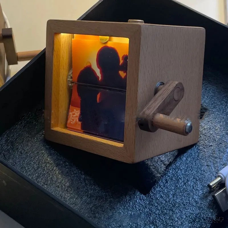 Handmade Wooden Memory Flipbook – Custom 8 or 16 Photo Frame with Rotating Handle | Personalized Home Décor & Gift