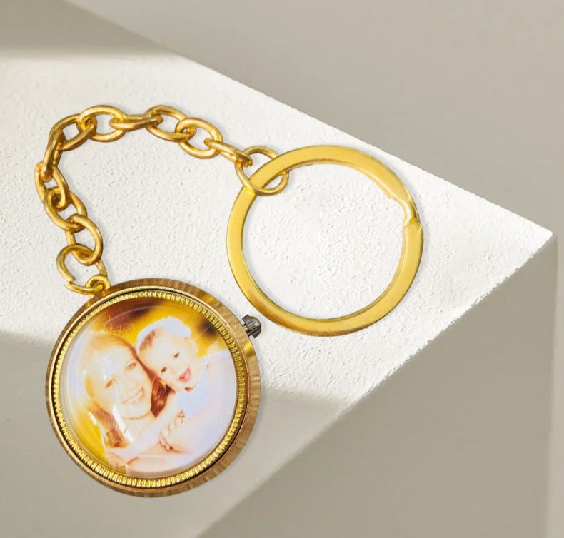 Personalized Alloy Pocket Watch with Rotating Custom Photo - Quartz Mechanism, Unique Birthday/Anniversary Gift