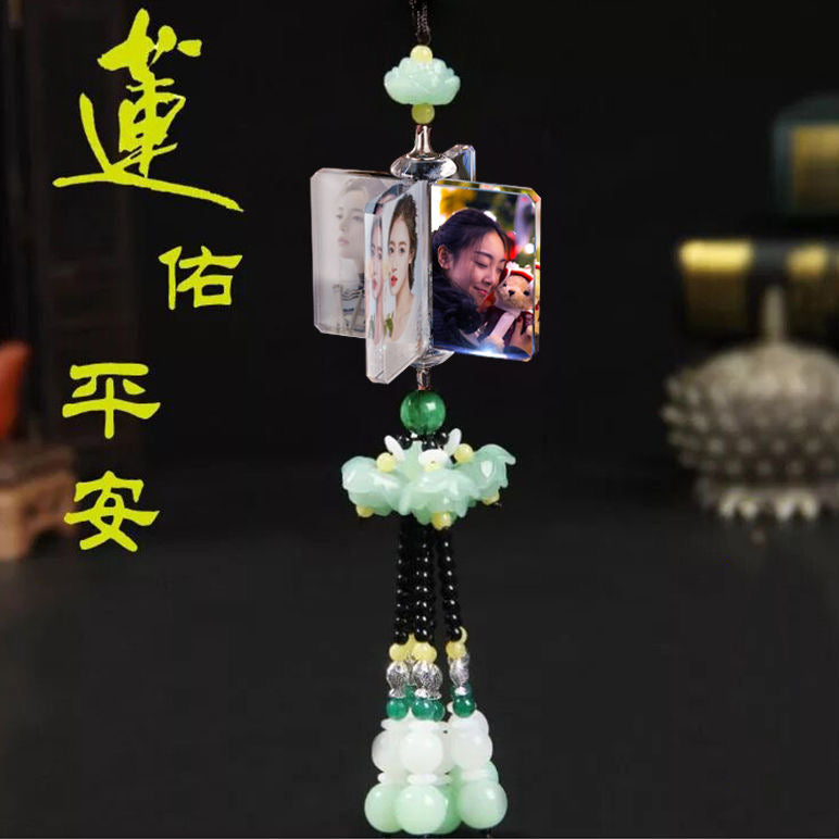 Personalized Photo Car Ornament - Custom Engraved Crystal Hanging Charm for Vehicles Free shipping