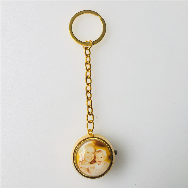 Personalized Alloy Pocket Watch with Rotating Custom Photo - Quartz Mechanism, Unique Birthday/Anniversary Gift