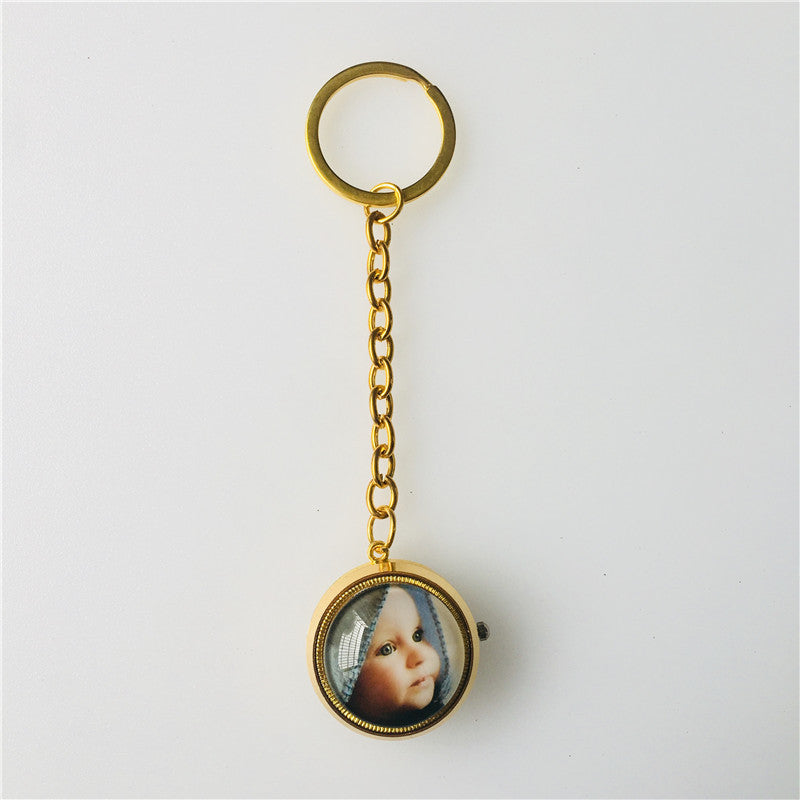 Personalized Alloy Pocket Watch with Rotating Custom Photo - Quartz Mechanism, Unique Birthday/Anniversary Gift