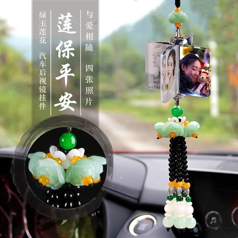 Personalized Photo Car Ornament - Custom Engraved Crystal Hanging Charm for Vehicles Free shipping