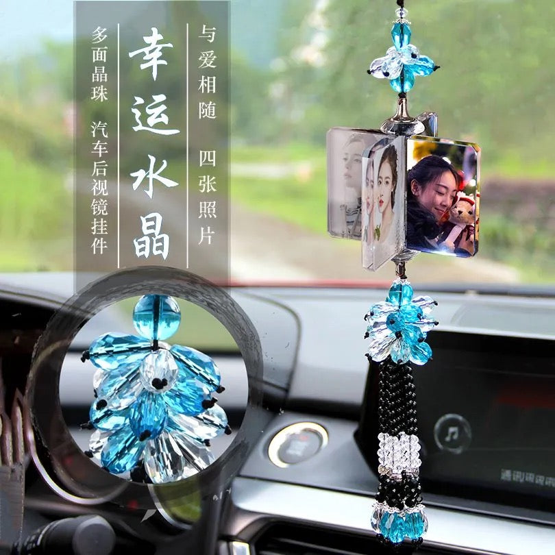 Personalized Photo Car Ornament - Custom Engraved Crystal Hanging Charm for Vehicles Free shipping