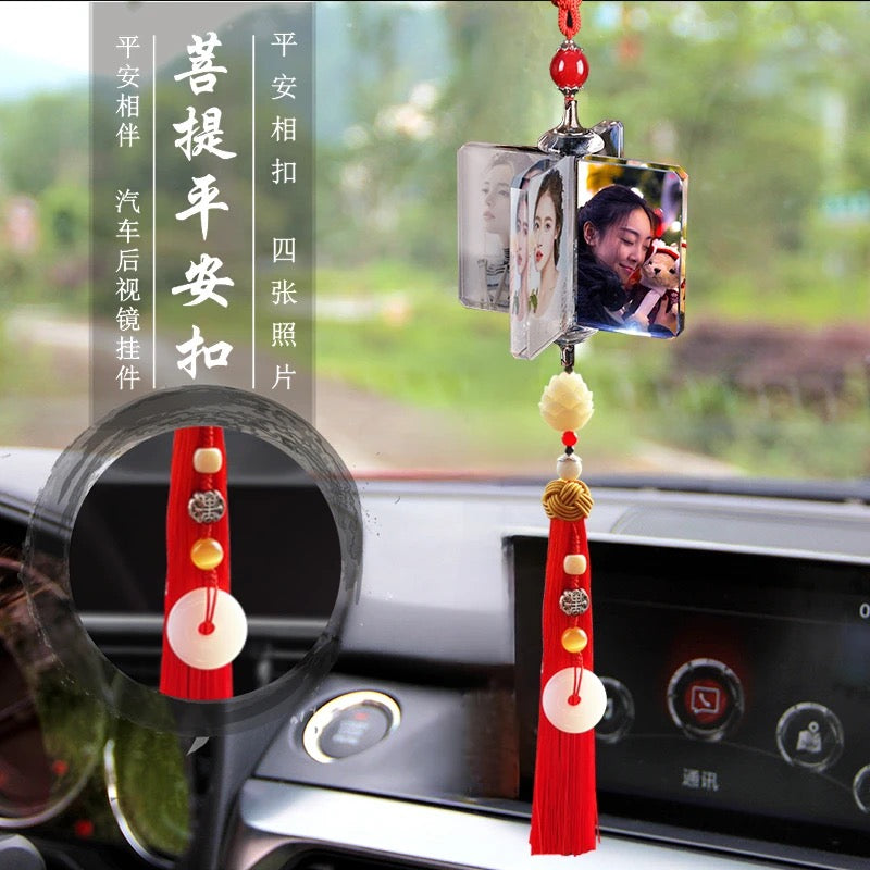 Personalized Photo Car Ornament - Custom Engraved Crystal Hanging Charm for Vehicles Free shipping