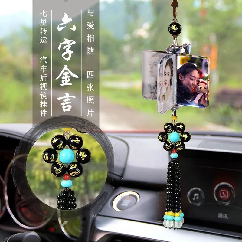 Personalized Photo Car Ornament - Custom Engraved Crystal Hanging Charm for Vehicles Free shipping