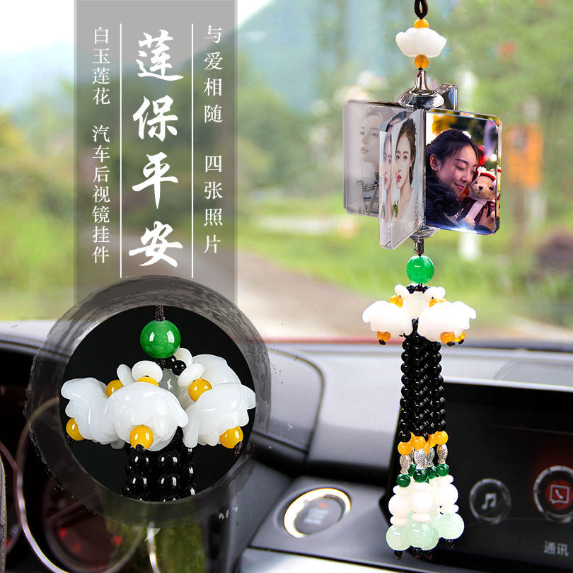 Personalized Photo Car Ornament - Custom Engraved Crystal Hanging Charm for Vehicles Free shipping