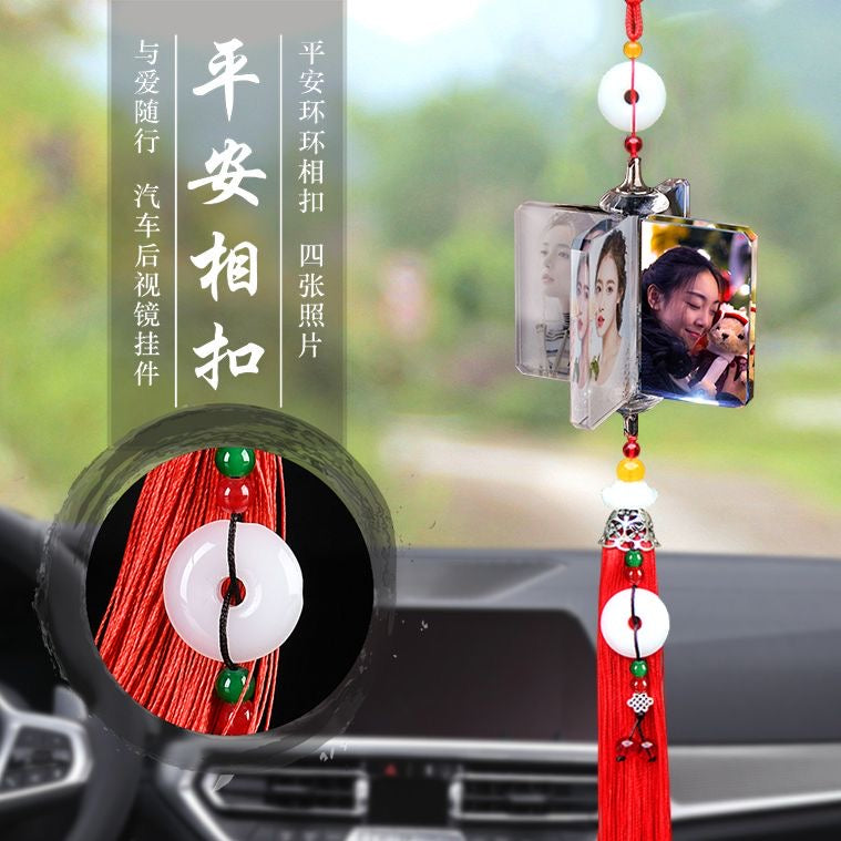 Personalized Photo Car Ornament - Custom Engraved Crystal Hanging Charm for Vehicles Free shipping