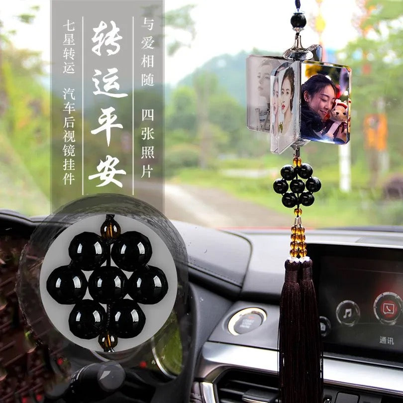 Personalized Photo Car Ornament - Custom Engraved Crystal Hanging Charm for Vehicles Free shipping