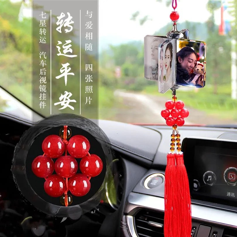 Personalized Photo Car Ornament - Custom Engraved Crystal Hanging Charm for Vehicles Free shipping