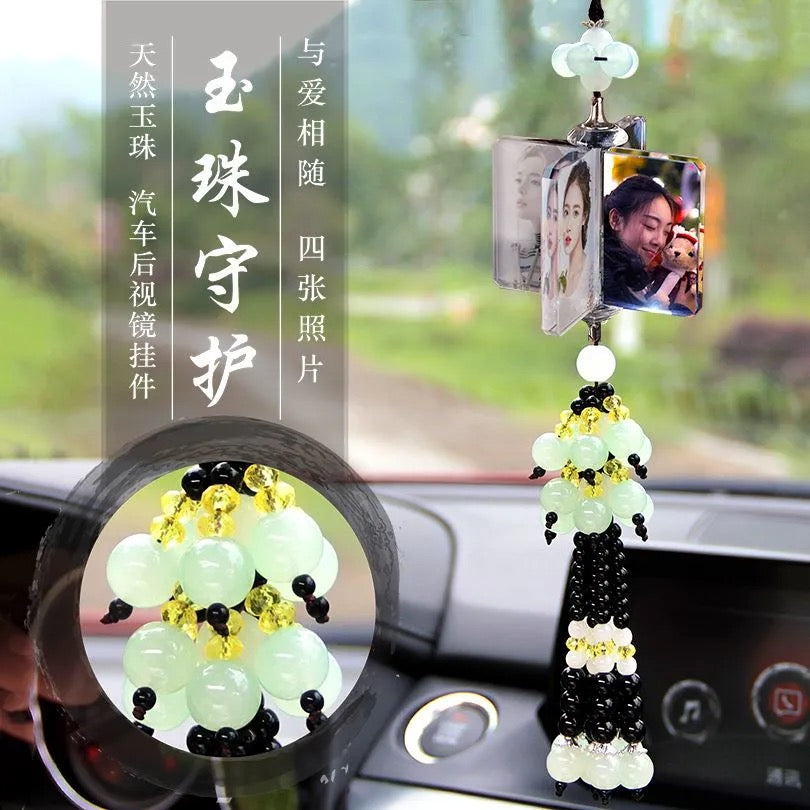 Personalized Photo Car Ornament - Custom Engraved Crystal Hanging Charm for Vehicles Free shipping