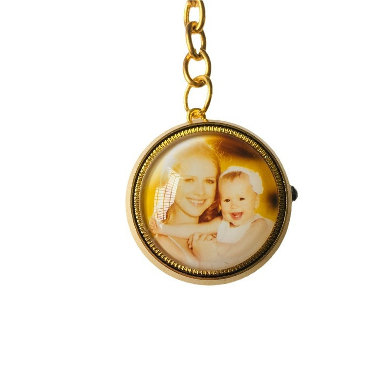 Personalized Alloy Pocket Watch with Rotating Custom Photo - Quartz Mechanism, Unique Birthday/Anniversary Gift