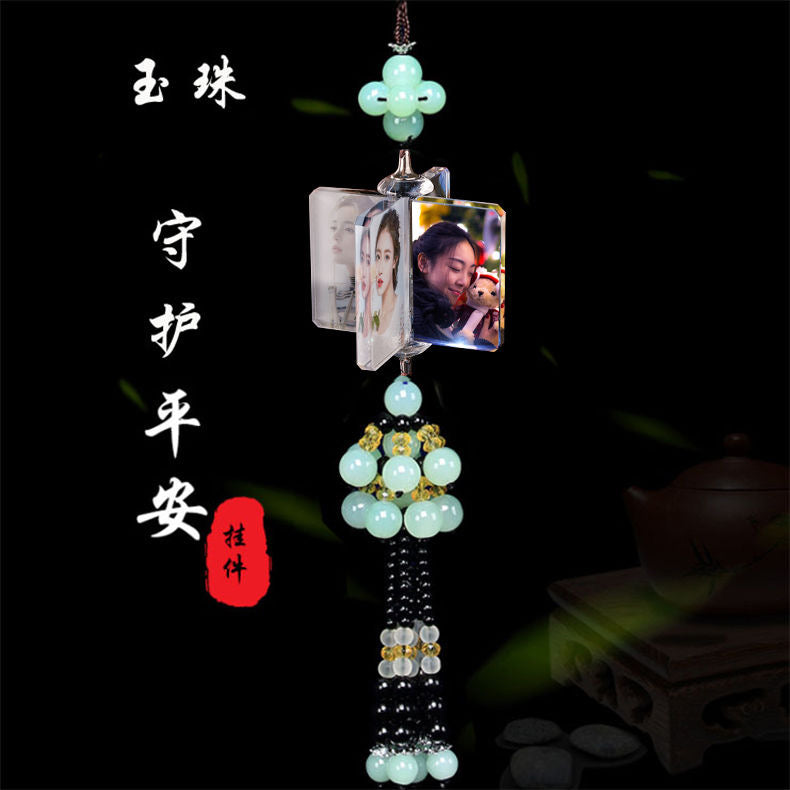 Personalized Photo Car Ornament - Custom Engraved Crystal Hanging Charm for Vehicles Free shipping