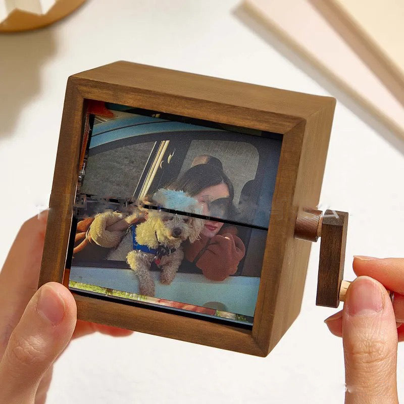 Handmade Wooden Memory Flipbook – Custom 8 or 16 Photo Frame with Rotating Handle | Personalized Home Décor & Gift