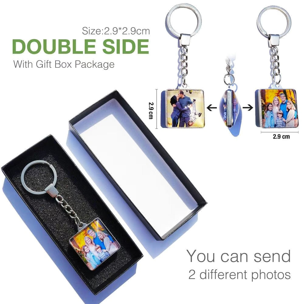 Personalized Double-Sided Picture Keychain - Custom Couples, Family & Pet Keepsake Gift