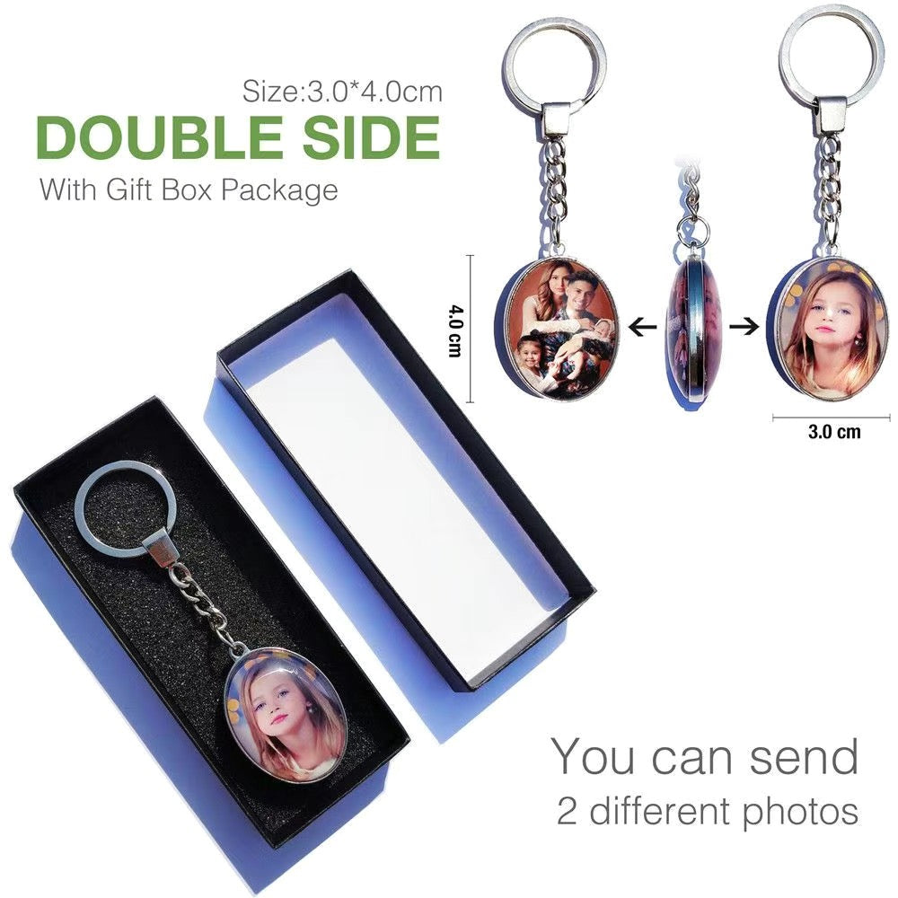 Personalized Double-Sided Picture Keychain - Custom Couples, Family & Pet Keepsake Gift
