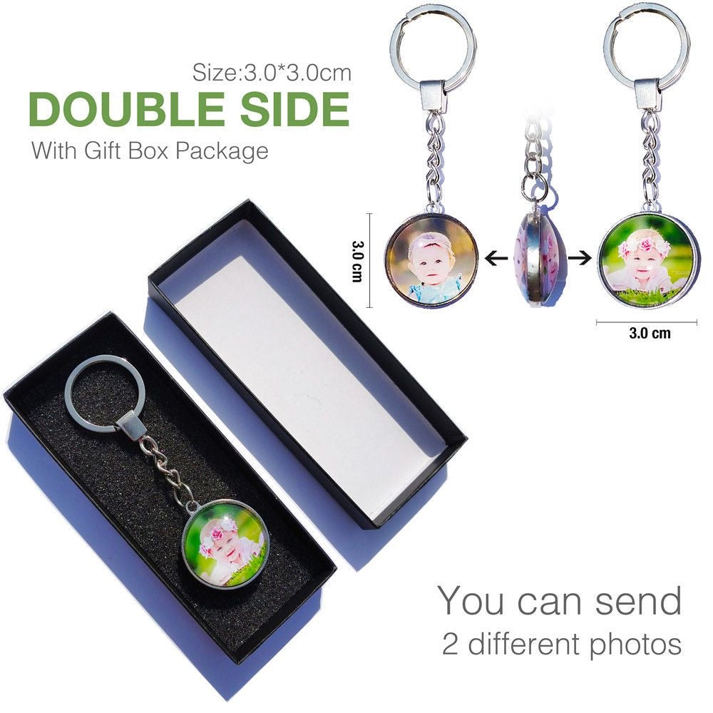 Personalized Double-Sided Picture Keychain - Custom Couples, Family & Pet Keepsake Gift
