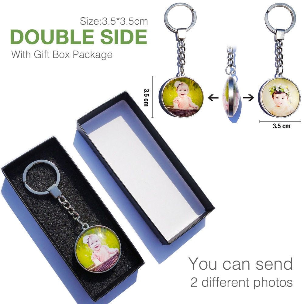 Personalized Double-Sided Picture Keychain - Custom Couples, Family & Pet Keepsake Gift