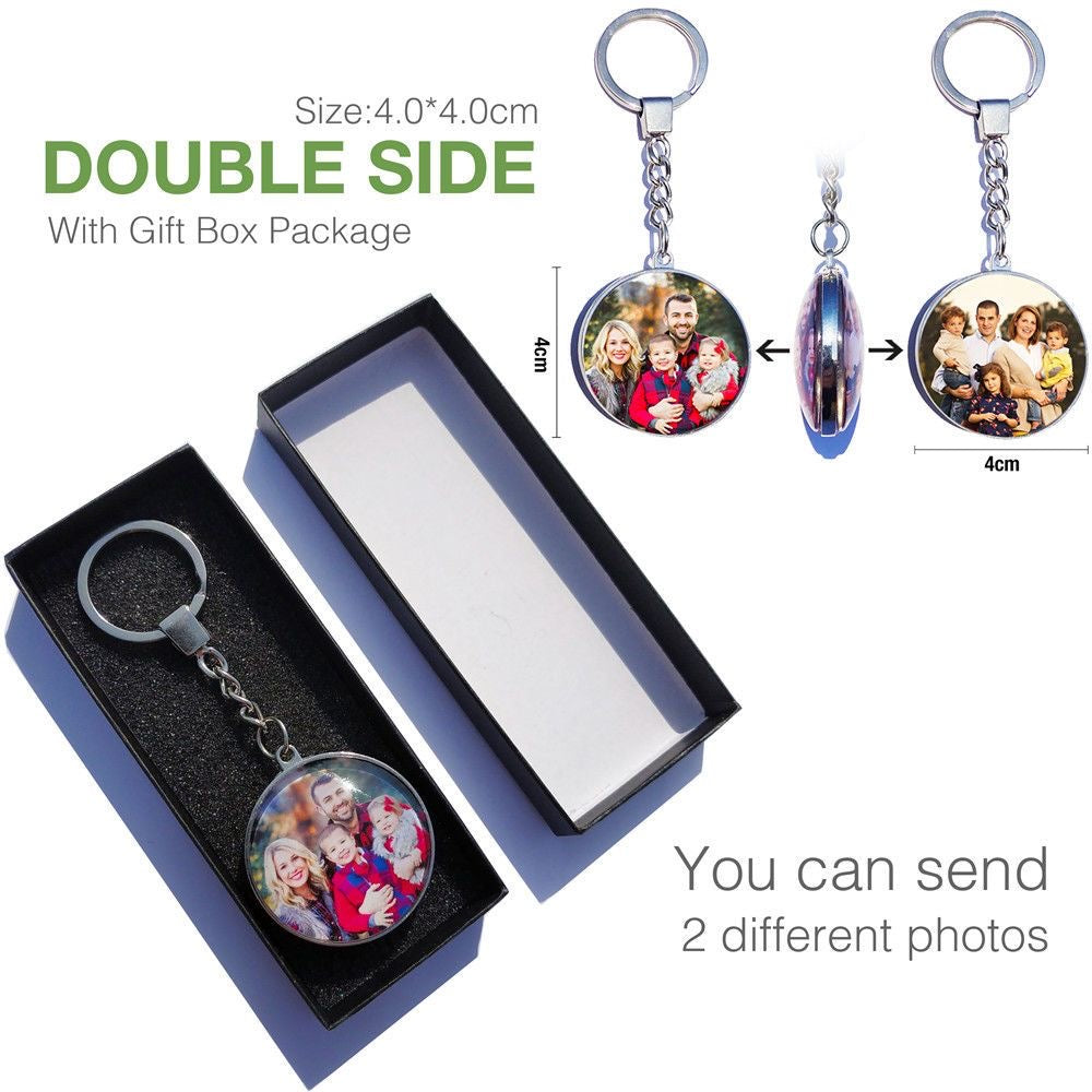 Personalized Double-Sided Picture Keychain - Custom Couples, Family & Pet Keepsake Gift